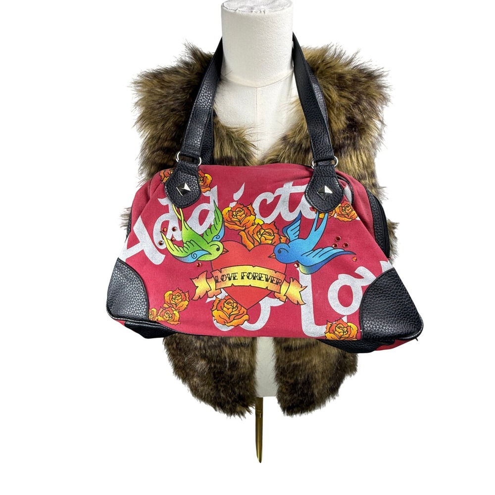 Addicted Tattoo Graphic Bag Love Forever Birds Roses McBling Handbag Y2K purse